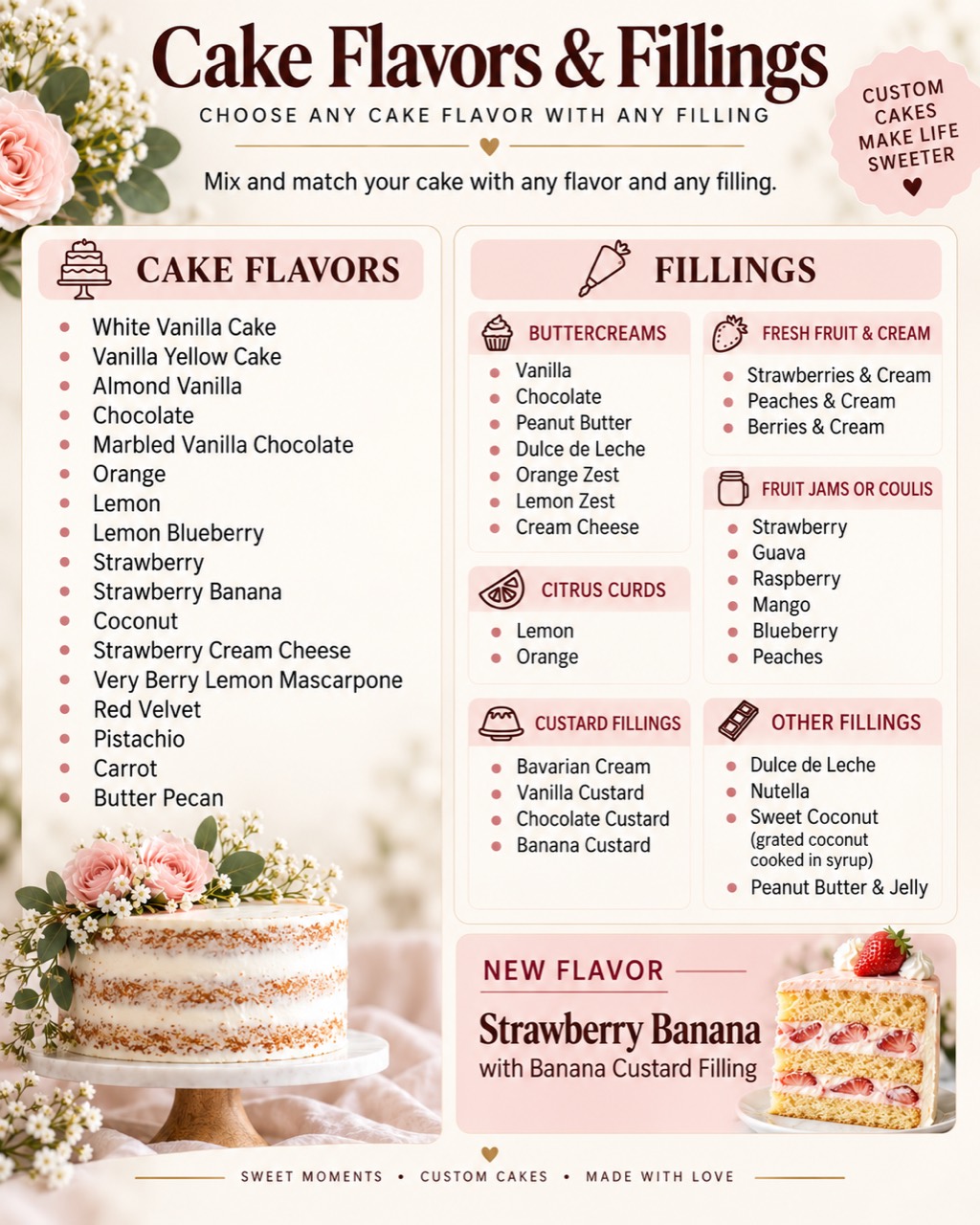 Cake flavors and fillings
